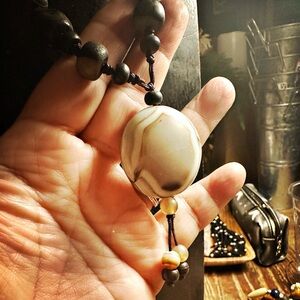 RESTOCK Alert: Tibetan Dzi Agate "eye" stone necklace on cord, #2